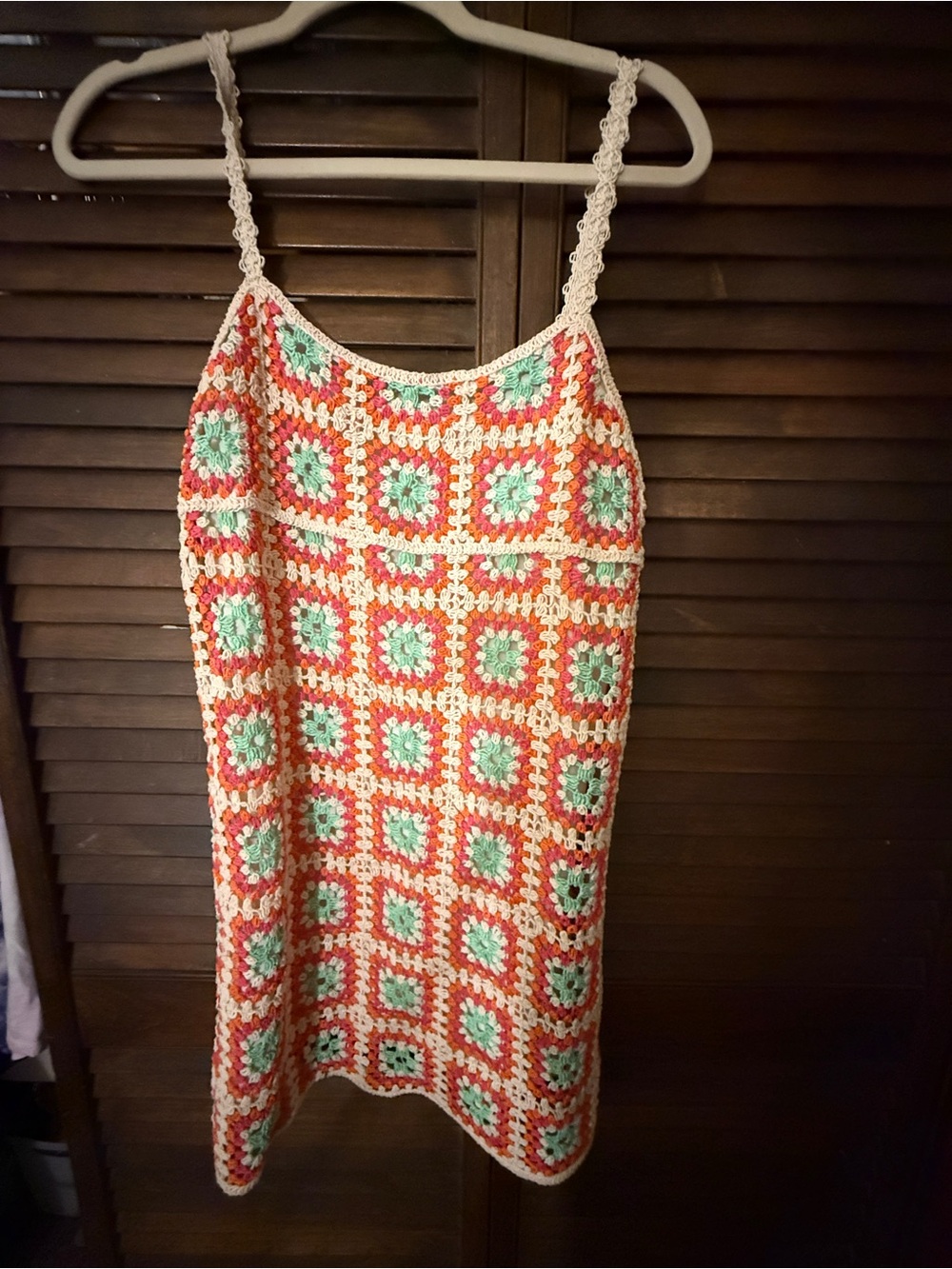 Zara Crochet Mini Dress in Coral, Mint & White - Picture 2 of 5